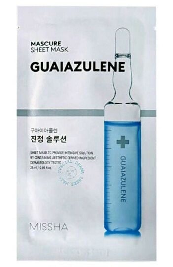 MISSHA MASCURE Маска для лица MASCURE CALMING SOLUTION SHEET MASK GUAIAZULENE 28мл