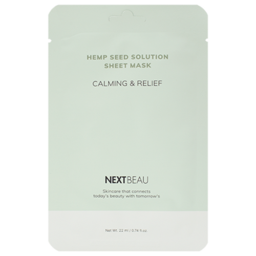 NEXTBEAU Маска тканевая с маслом семян конопли успокаивающая - hempseed solution calming&relief, 22мл